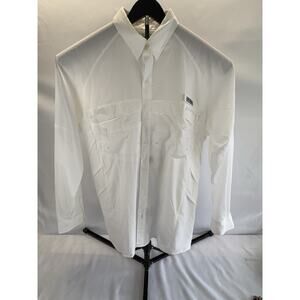 COLUMBIA FISHING SHIRT Mens Xl Omni-Shade White LS PFG Cotton Poly Mesh